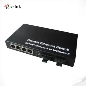 Quality Din Rail SC SFP Fiber Optic Media Converter Switch 10/100/1000M 4-TX wholesale
