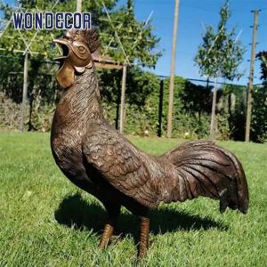 Quality Live size outdoor garden metal animal decoration bronze rooster statue wholesale