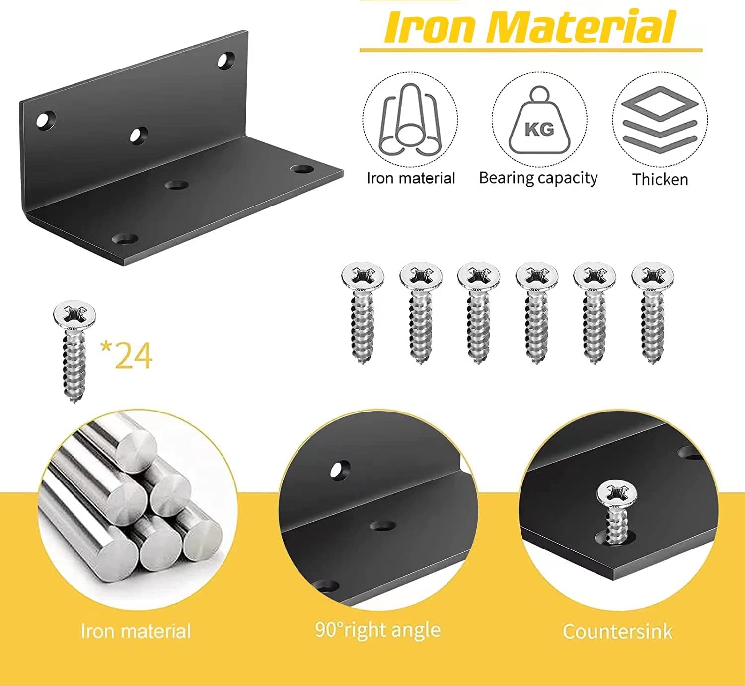Iron L Right Angle Bracket Metal Joint Corner Brace for Wood Shelves Versatile Design