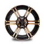 12x7 / 14x7 Golf Cart Wheels Gold / Gloss Black 4 / 101.6 PCD -25 ET
