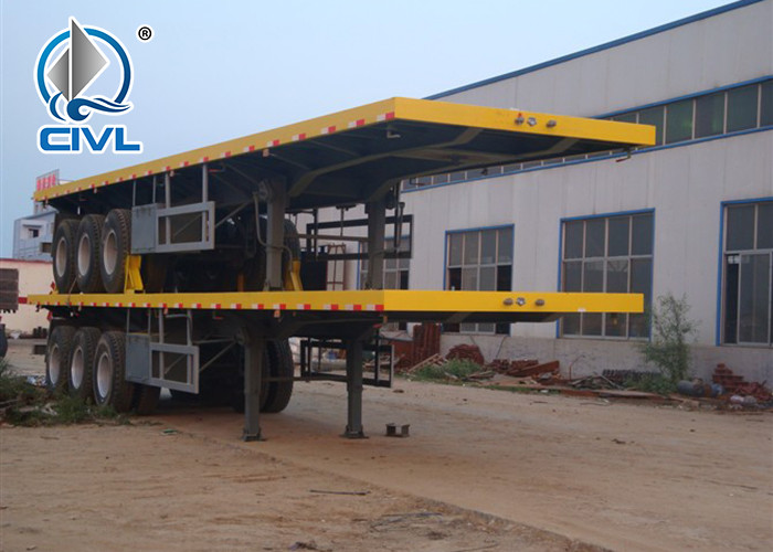 3 Axles 40 Feet Mechanical Equipment Hydraulic Flatbed Semi Trailer Polyurethane Paint