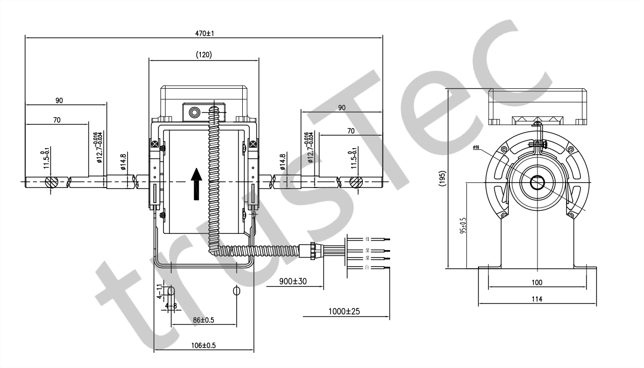 130W 1500RPM BLDC Motor
