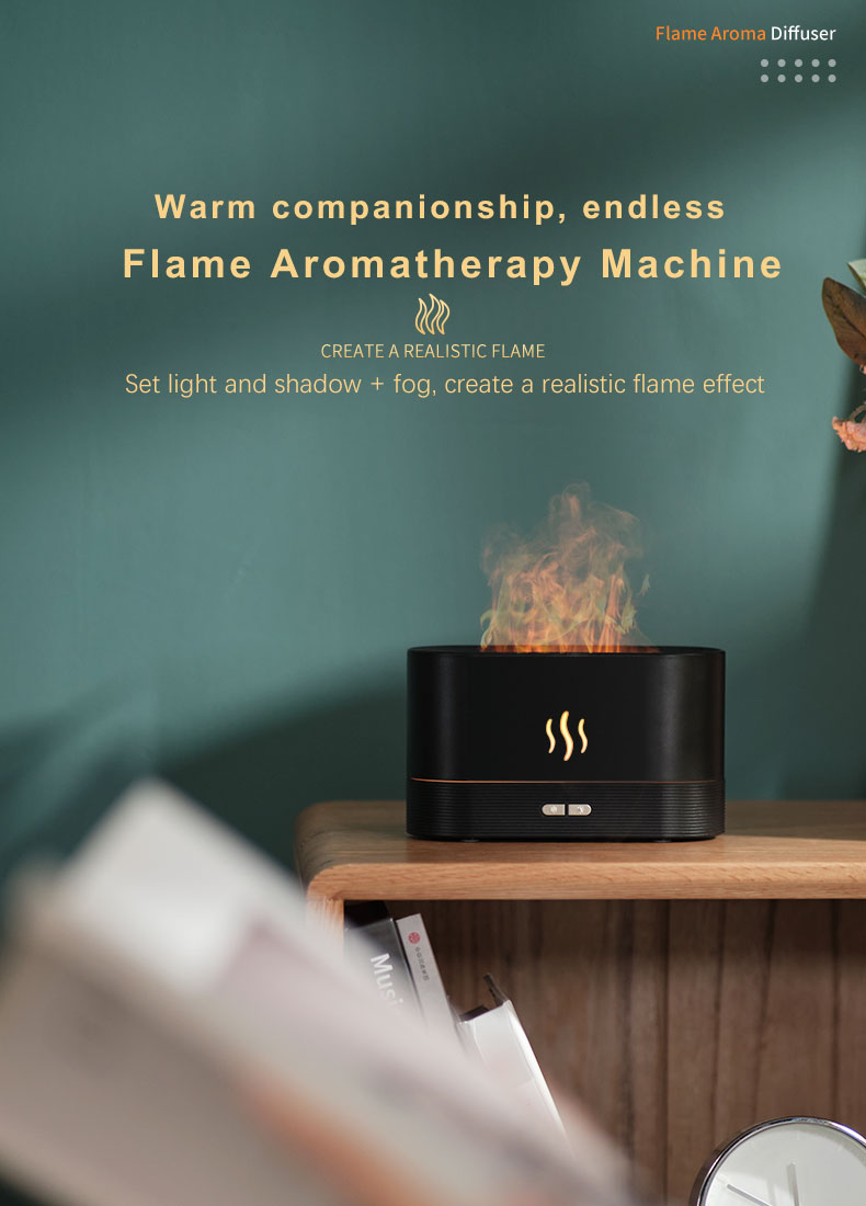 Homefish 2022 Newest Fire Diffuser Ultrasonic 180ml Oil Diffus Essenti Oil Aroma Diffuser Humidifier Flam