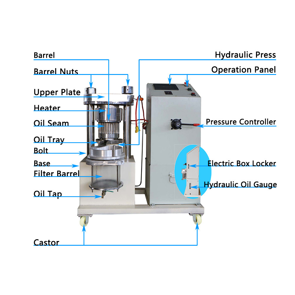 45kg/Hr 6.5kgs/Bath Virgin Coconut Oil Extracting Machine , 1.5kw Hydraulic Cold Press Oil Machine