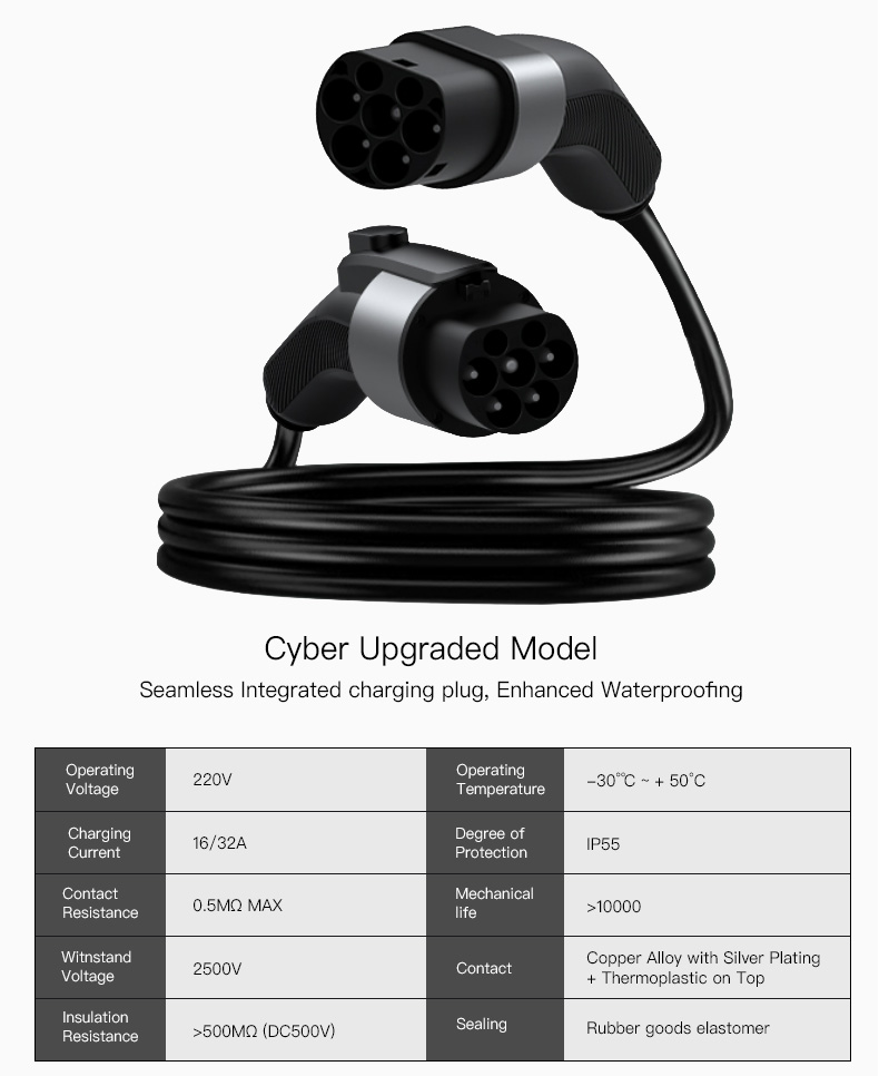 European Standard Type2 GBT EV Charging Cable 5M 3.5KW 7KW 11KW 22KW for Commercial Charger Station