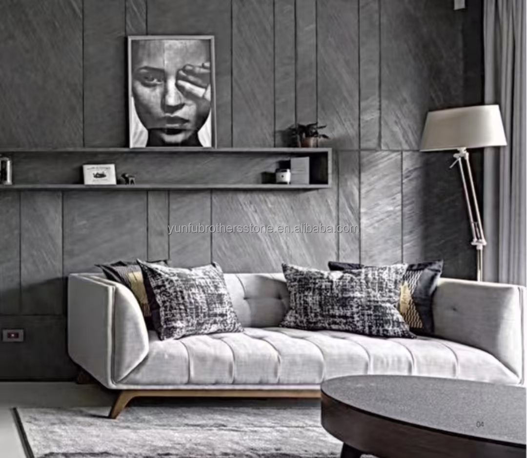 Hotel Interior Graphic Design Natural Flexible Stone Veneer Panel Wall Cladding Tile