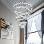 Luxury Staircase Crystal Chandelier Large Modern Rings silver chandeliers(WH-NC