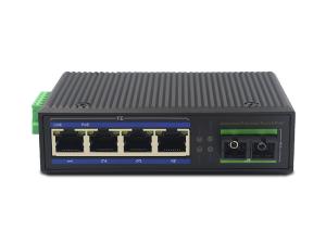 Quality 10/100M media converter 1fiber+4RJ45 unmanaged industrial switch with DIN rail for outdoor use wholesale