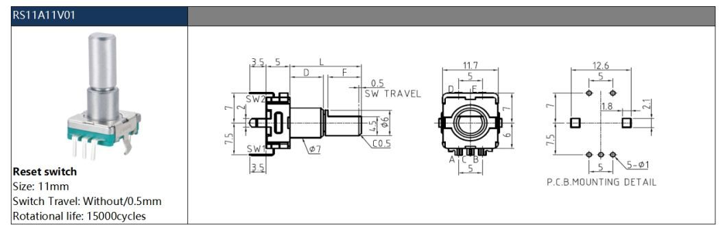 Rotary Switch Reset Switch for Audio Equipment