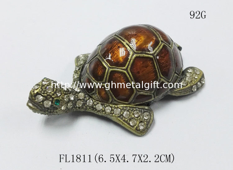 Turtle Animal pewter jewelry box turtle diamond decoration trinket jewelry box