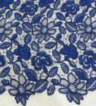 Stretchy Polyester Floral Navy Blue Lace Fabric Trimming Custom Printed