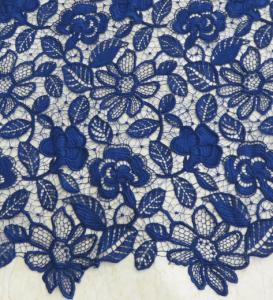 Quality Stretchy Polyester Floral Navy Blue Lace Fabric Trimming Custom Printed wholesale