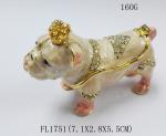 zinc alloy happy dog shaped metal jewelry box Dog metal jewelry box
