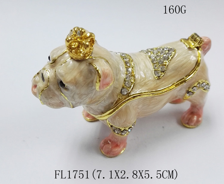 zinc alloy happy dog shaped metal jewelry box Dog metal jewelry box
