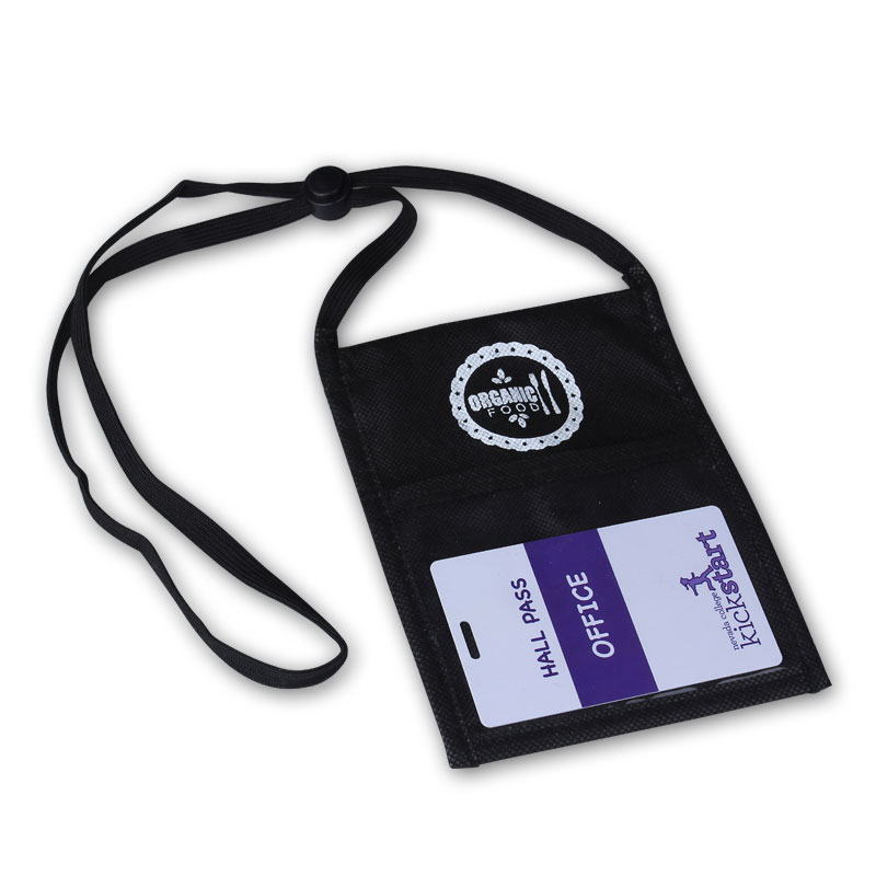 Wholesale Promotional Travel Pouch Family Passport Holder Nylon Travel Passport ID Card Name RFID Neck Wallet With Lanyard