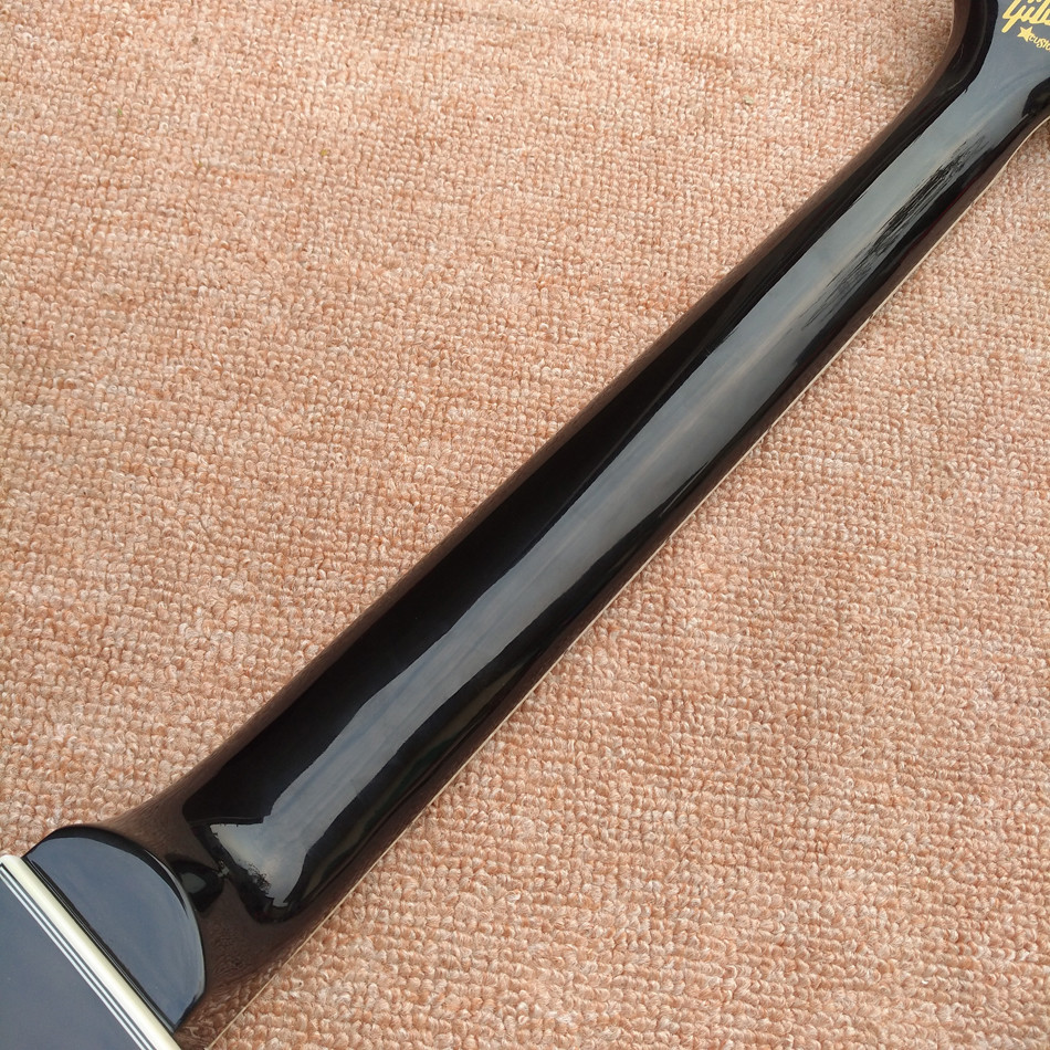 LP Custom Shop Black Color Electric Guitar EBONY Fretboard Binding frets Golden Hardware