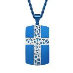 Stainless Steel Men's Cross Necklace Christian Jewelry Black Cross Pattern