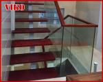 Straight Stringer Staircase VK11S 304 Stainless Steel,Glass Tread,12mm Tempered