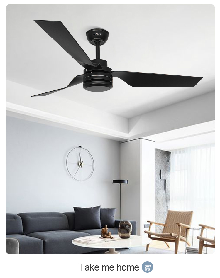 1stshine Ceiling Fan Without Light Timer Simple Design 3 Rotary Vane ABS Blade AC Motor