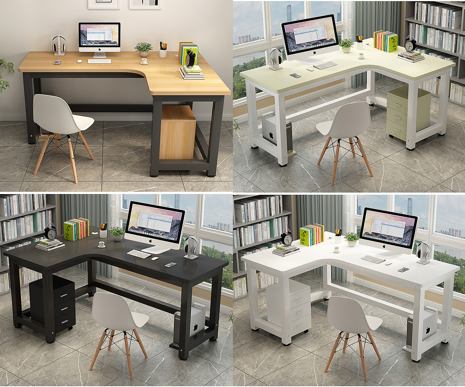 Office Table Study Table Desk White With Drawers Cabinet Writing Working Laptop Table