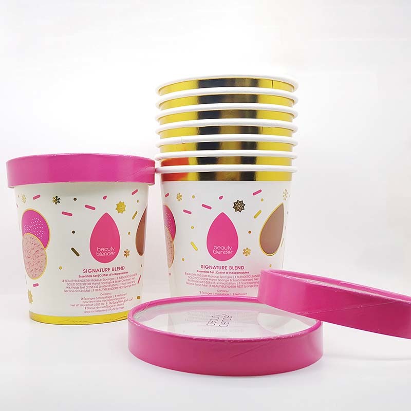 Custom Print Gold stamping Food Safe Grade Paper ice cream yogurt paper cup With Lid