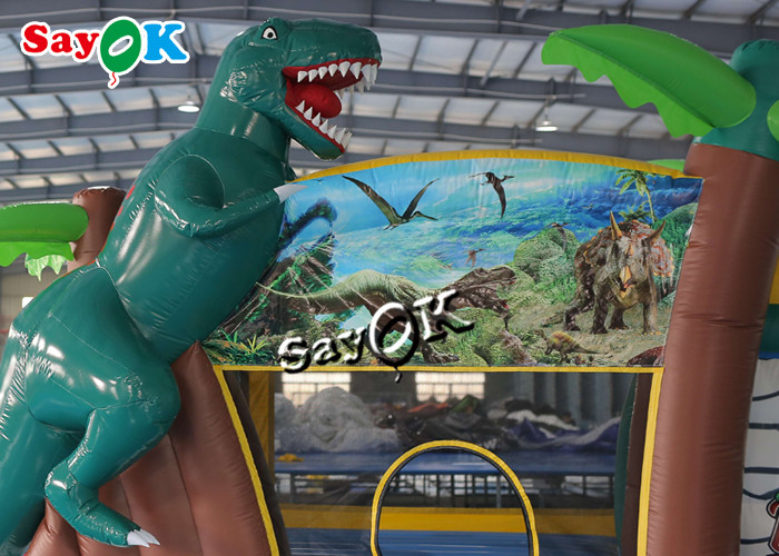 Jurassic Dinosaur Inflatable Bounce House Water Slide For Kids Playground