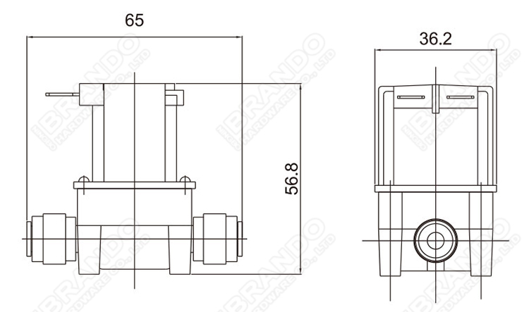 Main Dimension of RO Solenoid Water Valve: