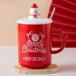 New Festival Mug Christmas Round Santa Claus Lid Stainless Steel Spoon Elk