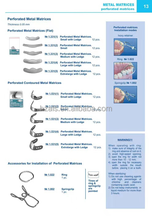 1.331 Matrix Bands 12 pcs/kit TOP BM Dental Filling Materials TOR VM Perforated Metal Matrices Flat for accurate shaping