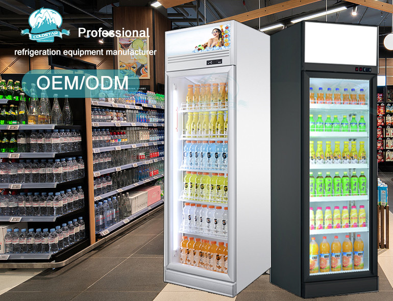 Supermarket Upright Commercial Chiller Cold Drink Display Refrigerator