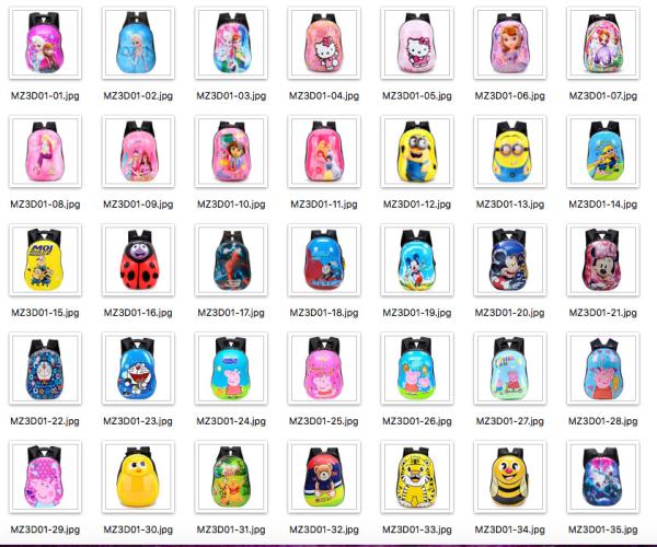 Fast Shipping New Arrival 3D Children School Bags 3D Kids Backpacks 3-7 Years