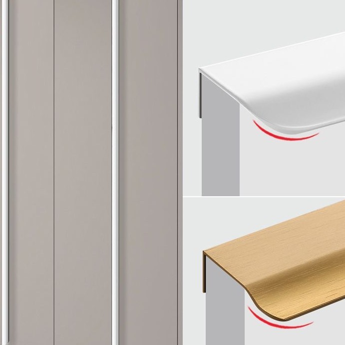 Furniture Arc Cabinet Wardrobe Hidden Pull Handles 1000mm Long Aluminum