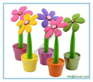 Quality flower shape promotional pen,potted plant shaped gift pen for desk tap promotion wholesale