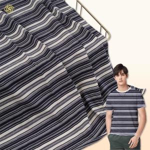 Quality 100% Cotton Breathable Sweat Absorbing Striped Knit Fabricfor T-Shirt wholesale