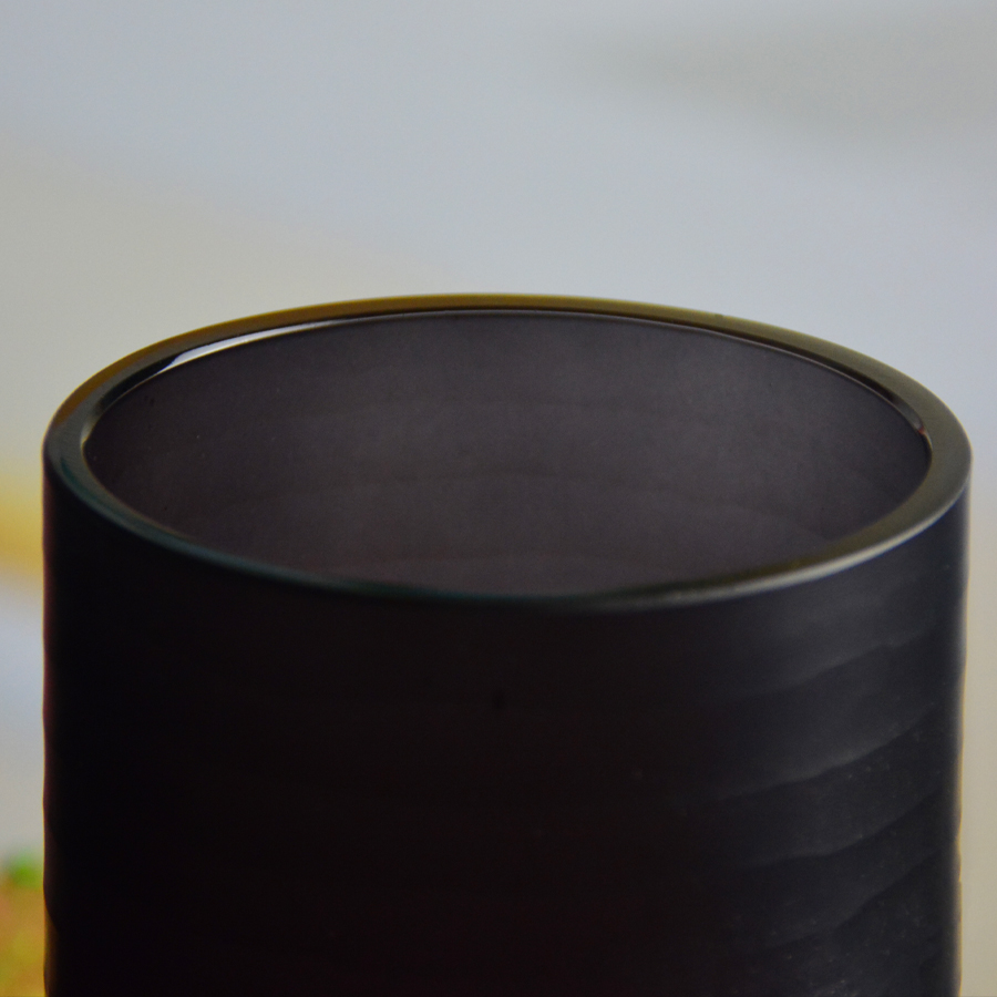 Hand Engraved Cylinder Decorative Glass Vase , Cylinder Vase Centerpieces With Pattern