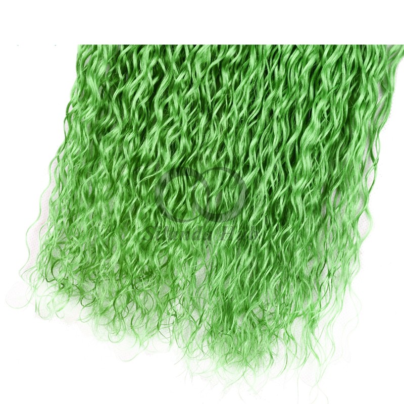 Green Kinky Curly Remy Human Hair Bundles Sew In Weave Bundles Brazilian Bundle Deals