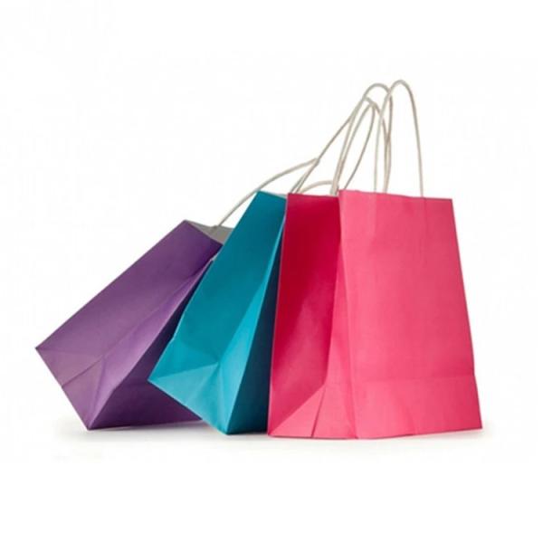 Biodegradable Printed Kraft Paper Bags Plastic / Water Resistant Coatings