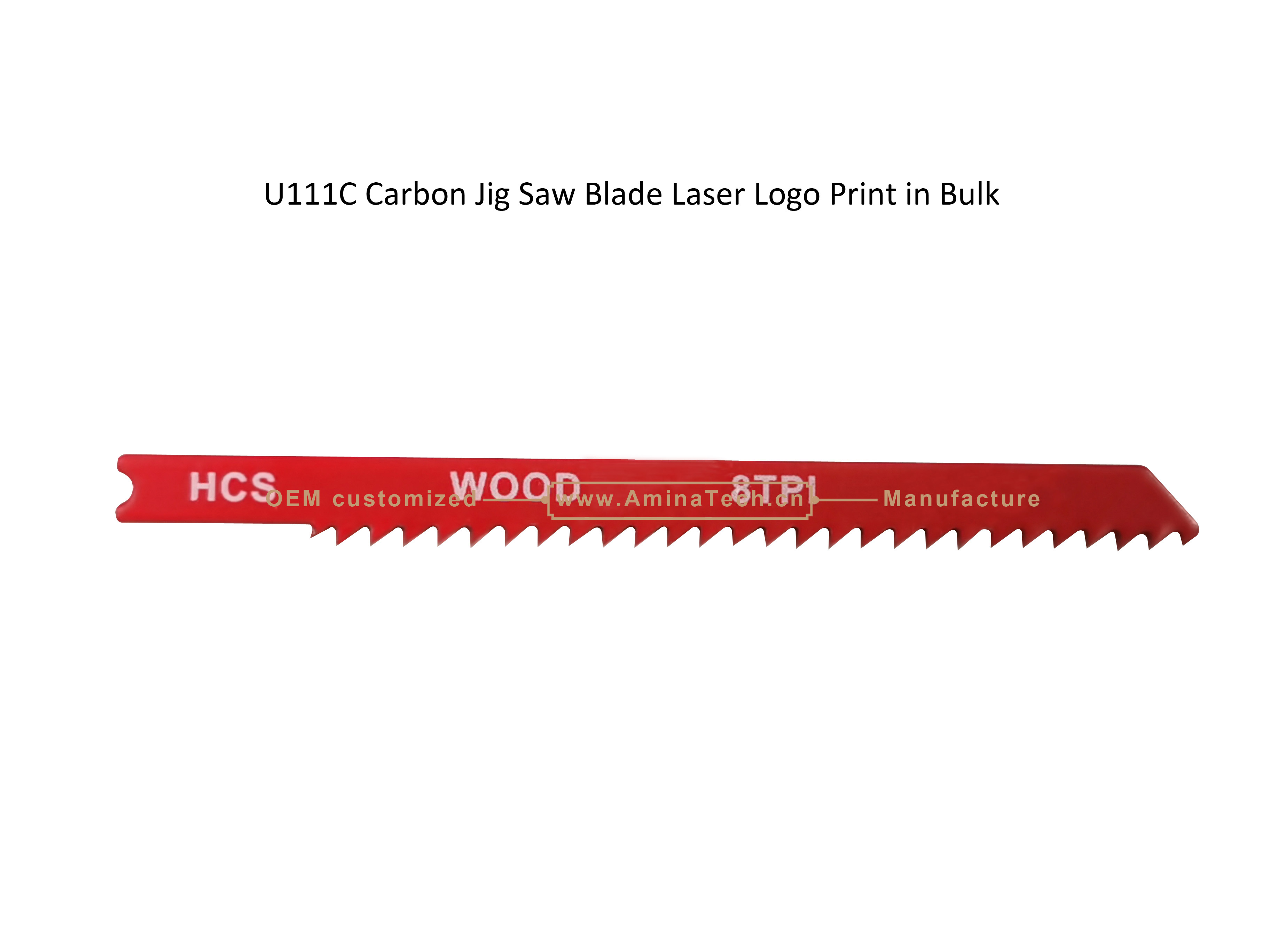 U111C Carbon Steel Jig Saw Blade Laser Logo Print in Bulk size:100mmx8x8T, Cutting Woods,Reciprocating Saw Blade