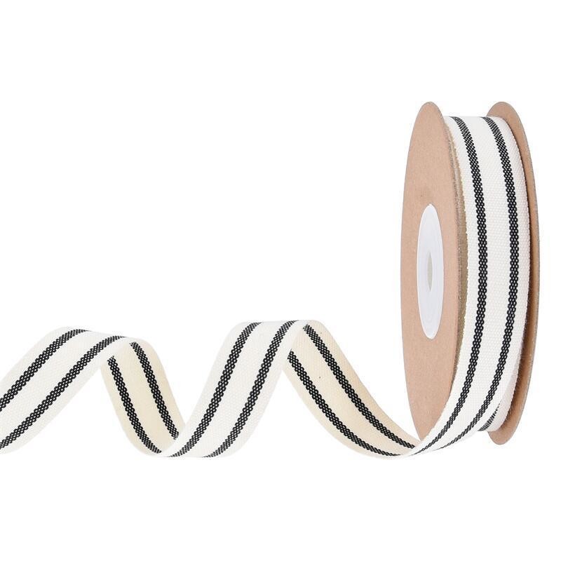 10mm-38mm*10y Black And Red Striped Cotton Ribbon For Gift Packing And Garment Accessories