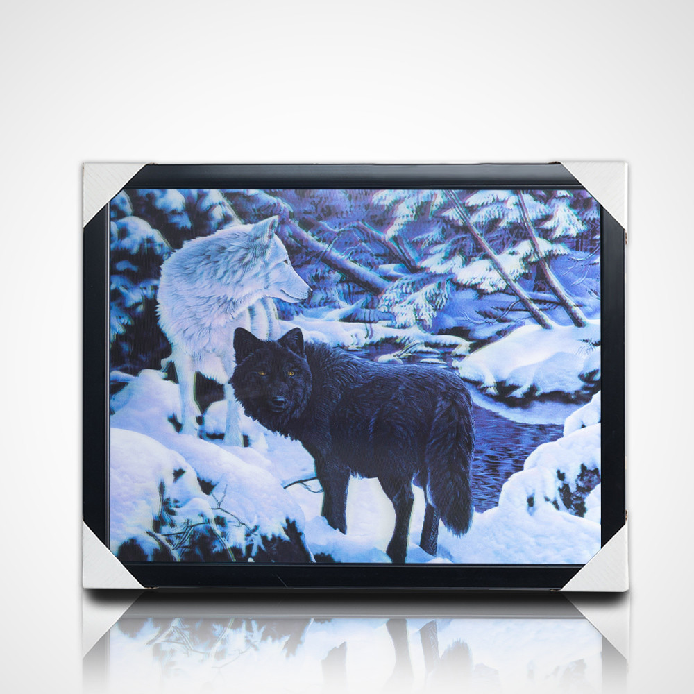 3D lenticular painting poster PET 30*40cm 5D lenticular poster tigers 3D painting with black frame for home decoration