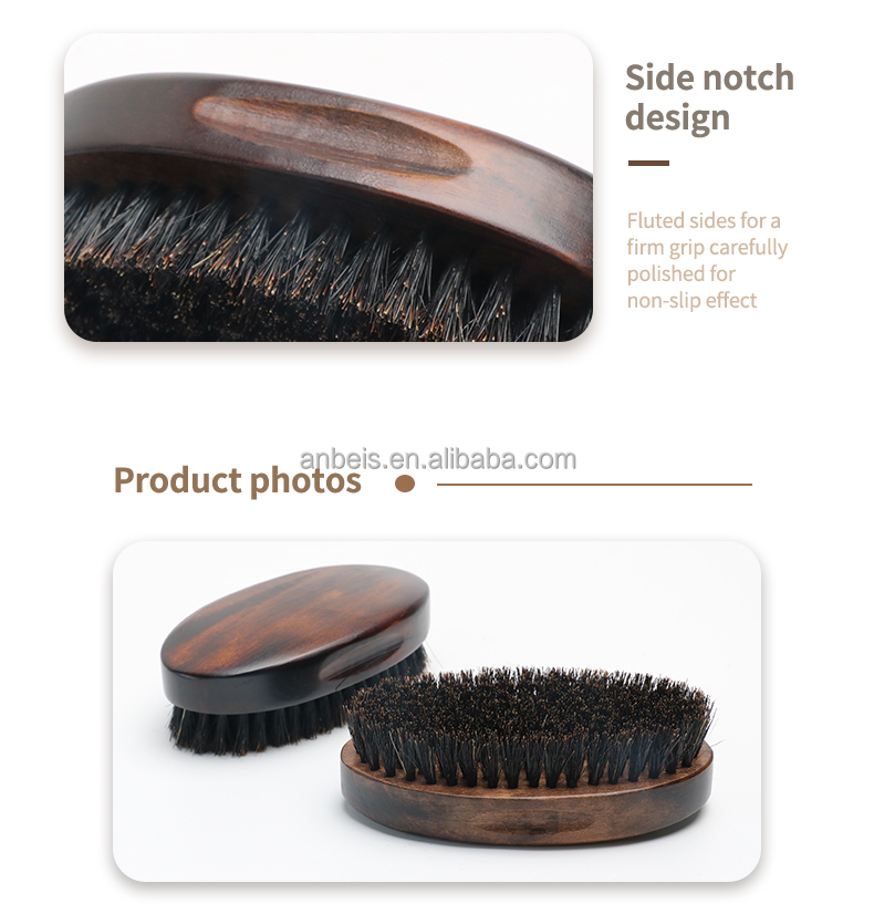 Retro Oval Wooden Beard Care Brush With 100% Natural Boar Hair