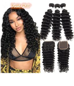 Quality 100% Brazilian Human Hair Extensions Deep Wave Virgin Hair Double Weft wholesale