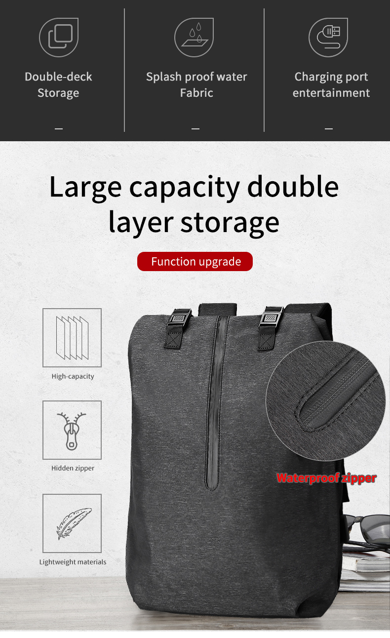Factory hot sale OEM custom logo men school waterproof business bag travel USB Laptop Backpack