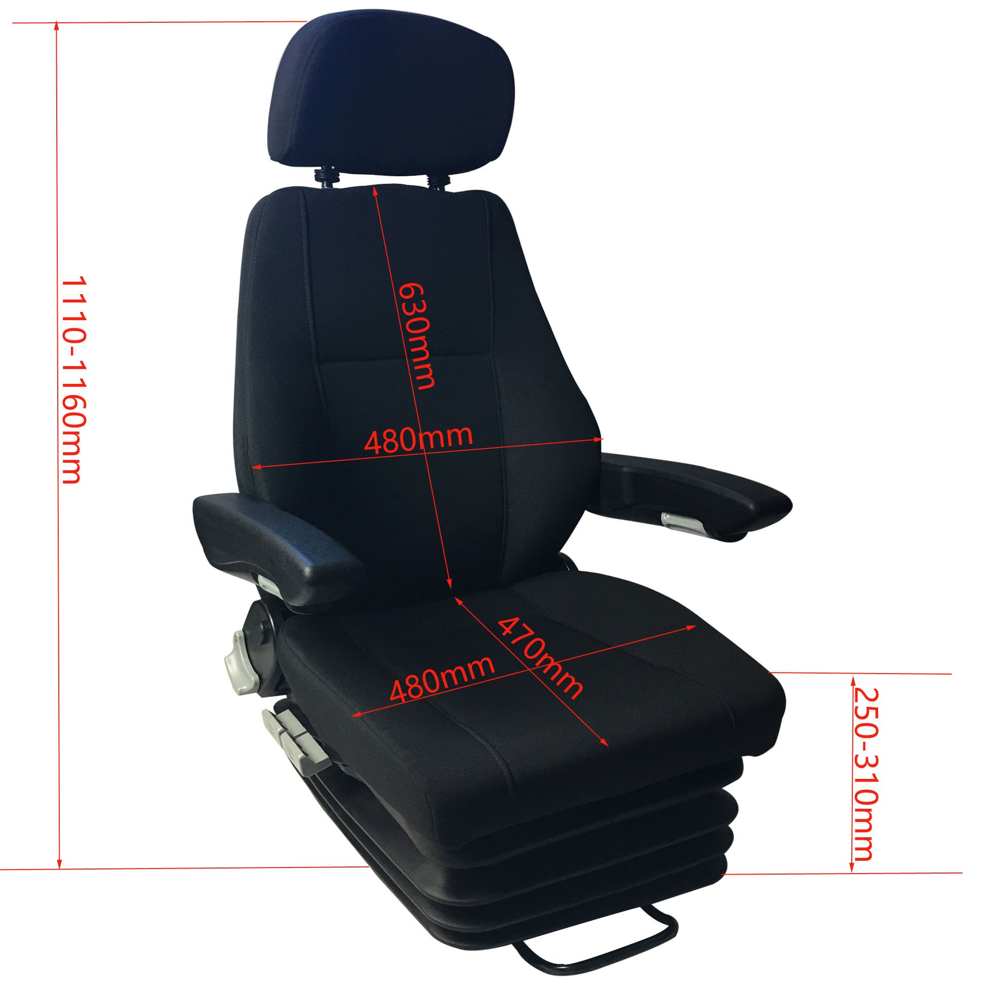 Adjustable Black Fabric Static Mine Equipment Seat Ship Unloaders Seat