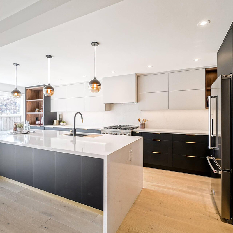 Melamine Board Matte Kitchen Cabinet with Lacquer Door Panel Surface Treatment