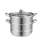 Restaurants Two Layer Stainless Steel Soup Pot Multi Layer With Glass Lid