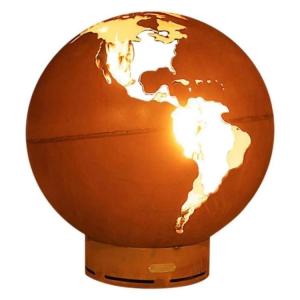 Quality 36 Inch Earth Corten Steel Fire Globe Wood Burning Metal Sphere Fire Pit wholesale
