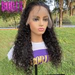 Pre Plucked Natural Water Wave Human Hair Lace Frontal Wigs with Baby Hair