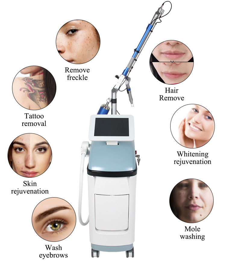 2 In 1 ND Yag Laser Tattoo Removal Machine 755nm 532nm 1064nm Diode