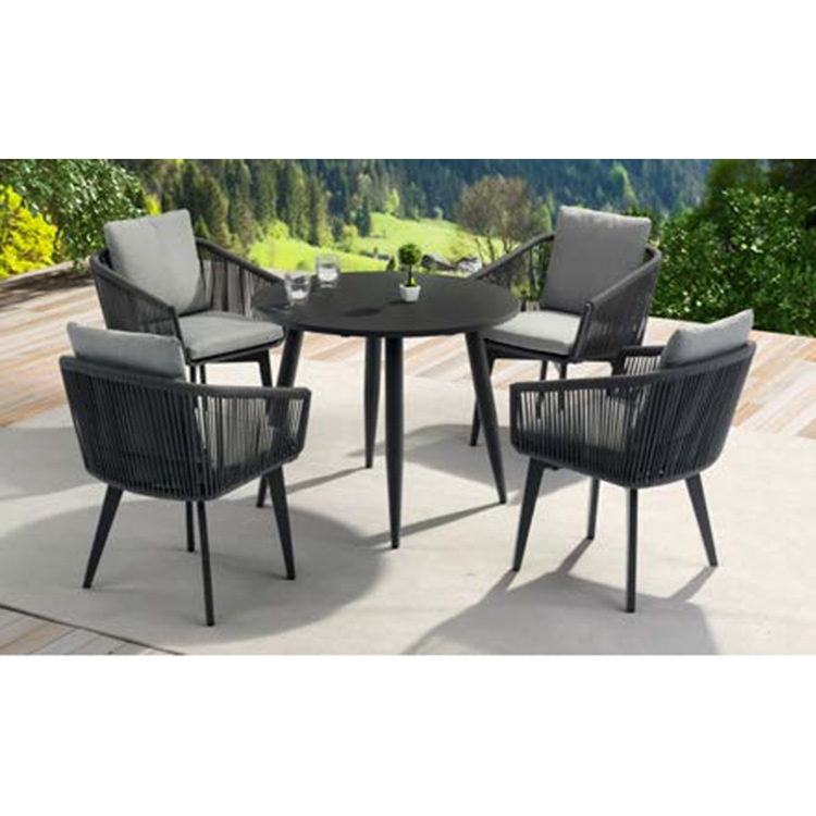 Outdoor Rattan Weaved Dining Table Set Chairs with Modern Design and Durability